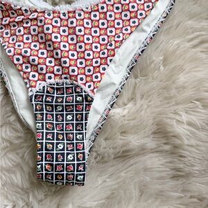 FRANKIE’S BIKINIS Floral Patterned Bikini Bottoms - Blue and Red